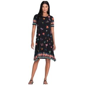 Johnny Was Black Dress with Colorful Accents